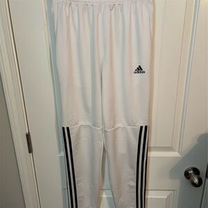 Adidas Men's White Track Pants Size S Snap Calves Sports Activewear
